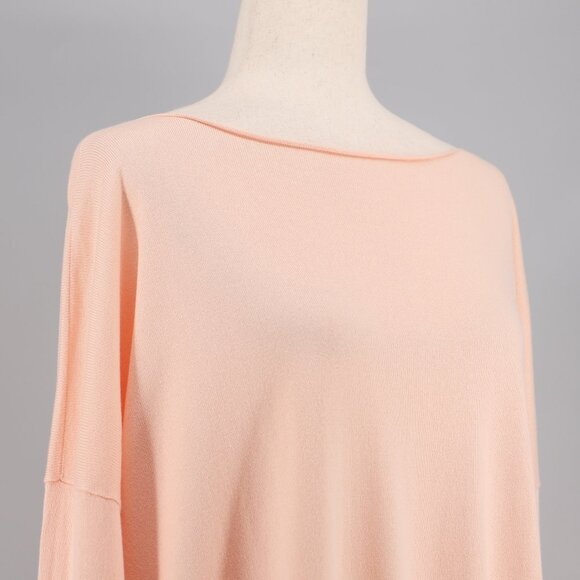 PLANET BY LAUREN G Pima Cotton Boatneck Rib Sweater Pale Coral OS - Picture 3 of 8